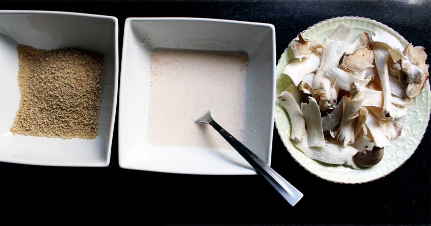 vegan calamari frying setup
