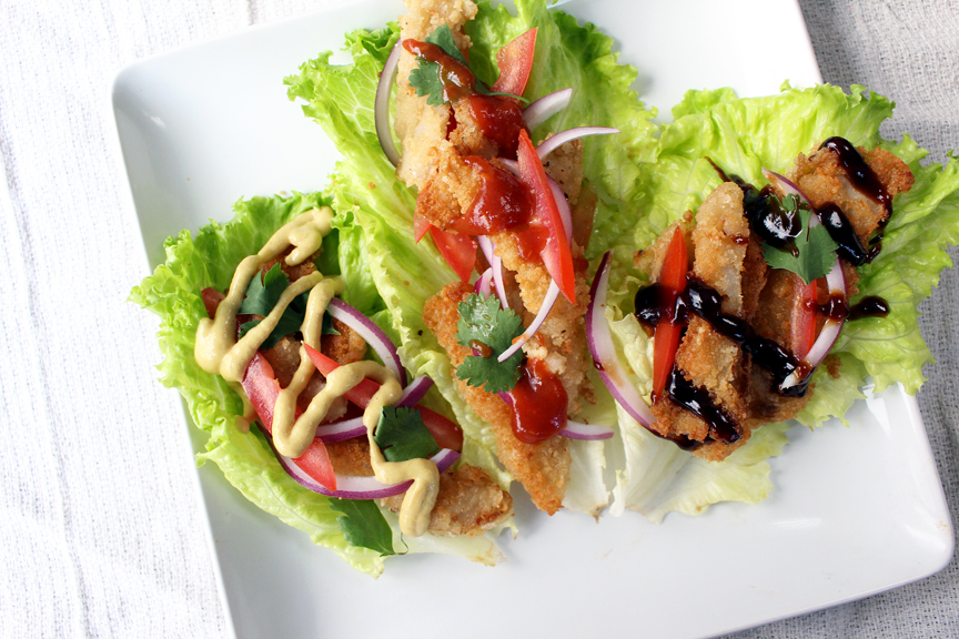 vegan calamari in lettuce wraps